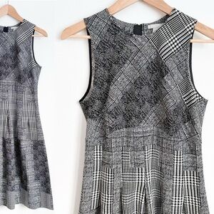 H&M grey plaid tartan mix skater dress